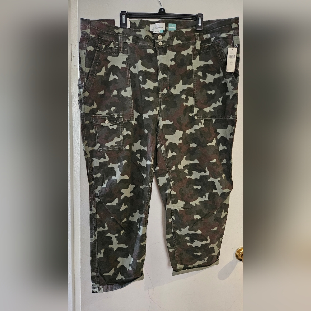 Anthropologie Green Camouflage Pants